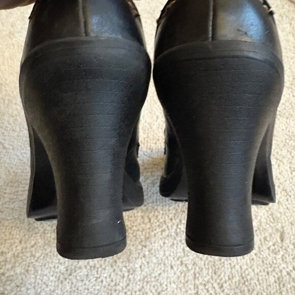 Y2K Mudd Black Platform Loafers Chunky Heel Penny-Style Slip-Ons 2000s Retro - Picture 4 of 7